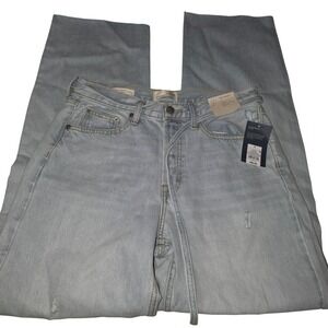 Universal Thread Womens 90s Baggy Mid Rise Jeans Light Wash Distressed Size 4